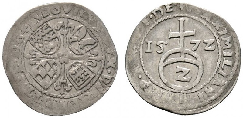 Altdeutsche Münzen und Medaillen 
 Württemberg 
 Ludwig 1568-1593 
 Halbbatze...