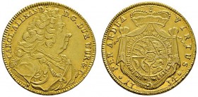 Altdeutsche Münzen und Medaillen 
 Württemberg 
 Karl Alexander 1733-1737 
 Karolin 1734. Brustbild im Harnisch nach rechts, am Armabschnitt die Si...