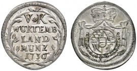 Altdeutsche Münzen und Medaillen 
 Württemberg 
 Karl Alexander 1733-1737 
 5 Kreuzer 1736. KR 207.1, Ebner 91. -Walzenprägung-
 vorzüglich