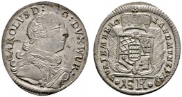 Altdeutsche Münzen und Medaillen 
 Württemberg 
 Karl Eugen 1744-1793 
 15 Kreuzer 1759. KR 287b, Ebner 140. -Walzenprägung-
 minimaler Schrötling...