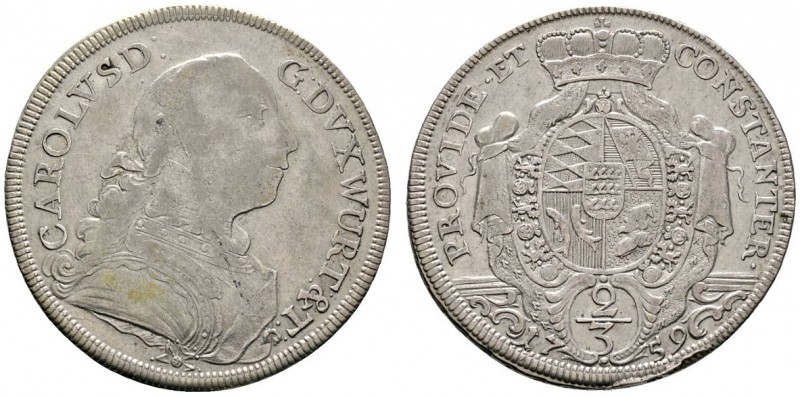 Altdeutsche Münzen und Medaillen 
 Württemberg 
 Karl Eugen 1744-1793 
 2/3 R...