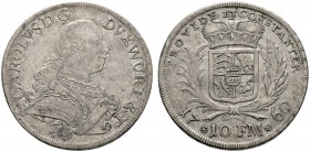 Altdeutsche Münzen und Medaillen 
 Württemberg 
 Karl Eugen 1744-1793 
 Konventionstaler 1760. KR - vgl. 360/360c, Ebner -, Dav. 2860.
 seltene Va...