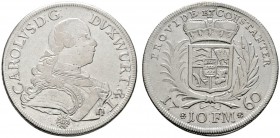 Altdeutsche Münzen und Medaillen 
 Württemberg 
 Karl Eugen 1744-1793 
 Konventionstaler 1760. KR 360, Ebner 143, Dav. 2860A.
 fein zaponiert, fas...