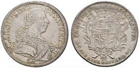 Altdeutsche Münzen und Medaillen 
 Württemberg 
 Karl Eugen 1744-1793 
 Konventionstaler 1766. KR 368a, Ebner 181, Dav. 2864.
 feine Tönung, üblic...