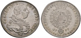 Altdeutsche Münzen und Medaillen 
 Württemberg 
 Karl Eugen 1744-1793 
 Konventionstaler 1777. Mit Signatur W des Stempelschneiders A.R. Werner am ...