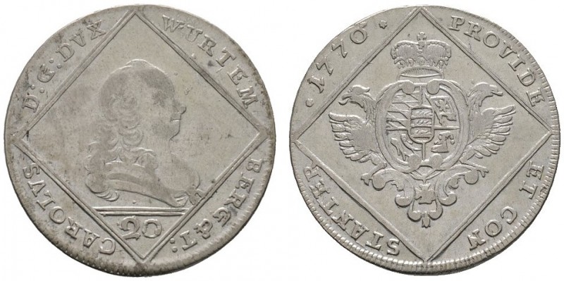 Altdeutsche Münzen und Medaillen 
 Württemberg 
 Karl Eugen 1744-1793 
 20 Kr...