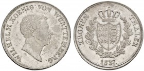 Altdeutsche Münzen und Medaillen 
 Württemberg 
 Wilhelm I. 1816-1864 
 Kronentaler 1837. KR 65.5a, AKS 69, J. 55, Thun 434, Kahnt 586.
 sehr schö...