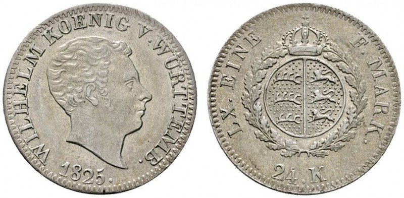 Altdeutsche Münzen und Medaillen 
 Württemberg 
 Wilhelm I. 1816-1864 
 24 Kr...