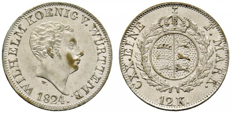 Altdeutsche Münzen und Medaillen 
 Württemberg 
 Wilhelm I. 1816-1864 
 12 Kr...