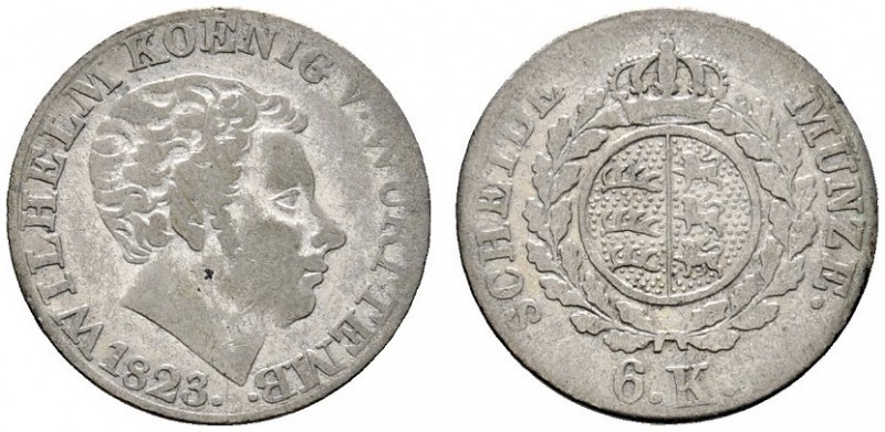 Altdeutsche Münzen und Medaillen 
 Württemberg 
 Wilhelm I. 1816-1864 
 6 Kre...
