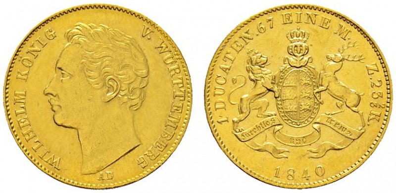 Altdeutsche Münzen und Medaillen 
 Württemberg 
 Wilhelm I. 1816-1864 
 Dukat...