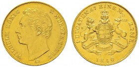 Altdeutsche Münzen und Medaillen 
 Württemberg 
 Wilhelm I. 1816-1864 
 Dukat 1840. KR 88, Fr. 3611, AKS 60, J. 73a, Slg. Hermann 471. 3,50 g
 vor...