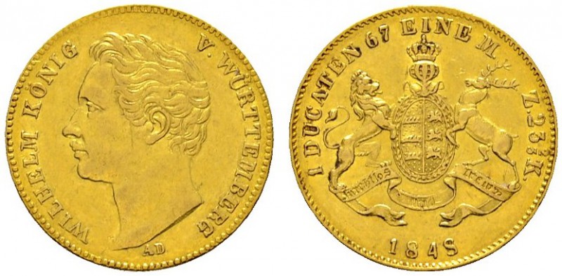 Altdeutsche Münzen und Medaillen 
 Württemberg 
 Wilhelm I. 1816-1864 
 Dukat...