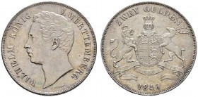 Altdeutsche Münzen und Medaillen 
 Württemberg 
 Wilhelm I. 1816-1864 
 Doppelgulden 1846. KR 91.1, AKS 76, J. 72, Thun 437, Kahnt 589.
 feine Tön...