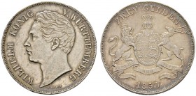 Altdeutsche Münzen und Medaillen 
 Württemberg 
 Wilhelm I. 1816-1864 
 Doppelgulden 1850. KR 91.6, AKS 76, J. 72, Thun 437, Kahnt 589.
 feine Pat...