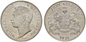 Altdeutsche Münzen und Medaillen 
 Württemberg 
 Wilhelm I. 1816-1864 
 Doppelgulden 1851. KR 91.7, AKS 76, J. 72, Thun 437, Kahnt 589.
 Prachtexe...