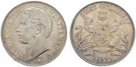 Altdeutsche Münzen und Medaillen 
 Württemberg 
 Wilhelm I. 1816-1864 
 Doppelgulden 1856. KR 91.12, AKS 76, J. 72, Thun 437, Kahnt 589.
 feine Tö...