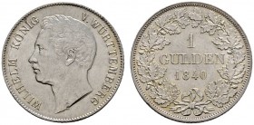 Altdeutsche Münzen und Medaillen 
 Württemberg 
 Wilhelm I. 1816-1864 
 Gulden 1840. Ohne VOIGT. KR 95.2a, AKS 85Anm., J. 70b.
 vorzüglich-Stempel...