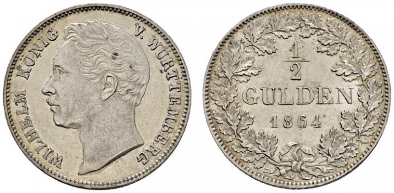 Altdeutsche Münzen und Medaillen 
 Württemberg 
 Wilhelm I. 1816-1864 
 1/2 G...