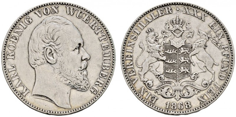 Altdeutsche Münzen und Medaillen 
 Württemberg 
 Karl 1864-1891 
 Vereinstale...
