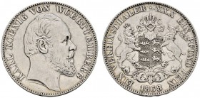 Altdeutsche Münzen und Medaillen 
 Württemberg 
 Karl 1864-1891 
 Vereinstaler 1868. KR 113.3, AKS 126, J. 85b, Thun 440, Kahnt 592.
 sehr schön-v...