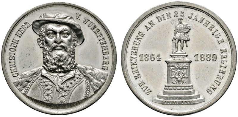 Altdeutsche Münzen und Medaillen 
 Württemberg 
 Karl 1864-1891 
 Zinnmedaill...