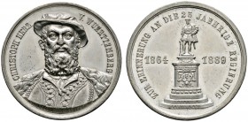Altdeutsche Münzen und Medaillen 
 Württemberg 
 Karl 1864-1891 
 Zinnmedaille 1889 von A. Schwerdt, auf das 25-jährige Regierungsjubiläum und die ...