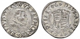 Altdeutsche Münzen und Medaillen 
 Württemberg-Mömpelgard 
 Friedrich 1581-1608 
 3 Kreuzer 1586 -Mömpelgard-. Brustbild nach rechts / Quadriertes ...