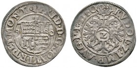 Altdeutsche Münzen und Medaillen 
 Württemberg-Mömpelgard 
 Friedrich 1581-1608 
 2 Kreuzer 1590 -Mömpelgard-. Mit Titulatur Kaiser Rudolf II. Klei...