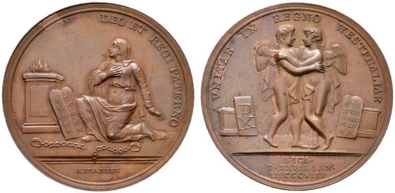 Thematische Medaillen 
 Judaica 
 Westfalen. Bronzemedaille 1808 von Abramson,...