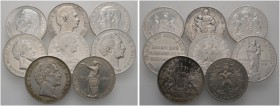 Lots altdeutscher Münzen und Medaillen 
 8 Stücke: SCHWALBACHTALER . BAYERN , Doppelgulden 1845 und 1855 Mariensäule sowie Madonnentaler 1871; FRANKF...
