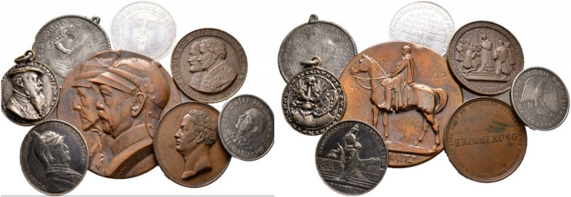 Lots altdeutscher Münzen und Medaillen 
 8 Stücke: Bronzemedaille 1890 auf die ...
