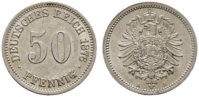 Deutsche Münzen und Medaillen ab 1871 
 Kleinmünzen 
 50 Pfennig 1876 A. J. 7....
