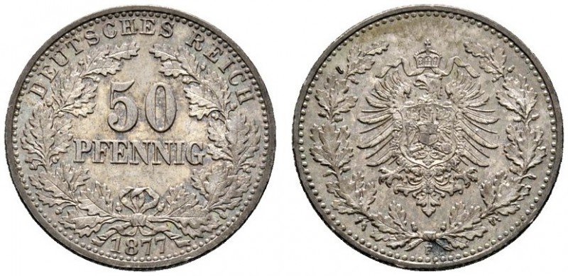 Deutsche Münzen und Medaillen ab 1871 
 Kleinmünzen 
 50 Pfennig 1877 F. J. 8....
