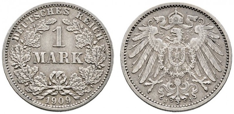 Deutsche Münzen und Medaillen ab 1871 
 Kleinmünzen 
 1 Mark 1909 J. J. 17.
 ...