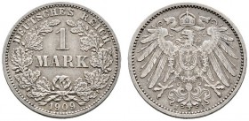 Deutsche Münzen und Medaillen ab 1871 
 Kleinmünzen 
 1 Mark 1909 J. J. 17.
 selten, gutes sehr schön
