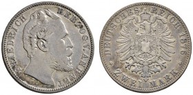 Deutsche Münzen und Medaillen ab 1871 
 Silbermünzen des Kaiserreiches 
 Anhalt 
 Friedrich I. 1871-1904. 2 Mark 1876 A. J. 19.
 schön-sehr schön...