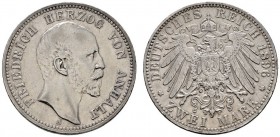 Deutsche Münzen und Medaillen ab 1871 
 Silbermünzen des Kaiserreiches 
 Anhalt 
 Friedrich I. 1871-1904. 2 Mark 1896 A. 25-jähriges Regierungsjubi...