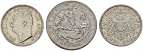 Deutsche Münzen und Medaillen ab 1871 
 Silbermünzen des Kaiserreiches 
 Anhalt 
 Friedrich II. 1904-1918. 2 Mark 1904 A. Regierungsantritt. J. 22....