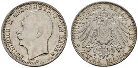 Deutsche Münzen und Medaillen ab 1871 
 Silbermünzen des Kaiserreiches 
 Baden 
 Friedrich II. 1907-1918. 2 2 Mark 1913 G. J. 38.
 minimale Randfe...