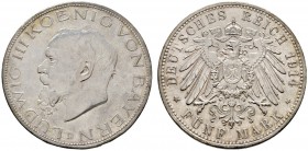 Deutsche Münzen und Medaillen ab 1871 
 Silbermünzen des Kaiserreiches 
 Bayern 
 Ludwig III. 1913-1918. 5 Mark 1914 D. J. 53.
 feine Tönung, winz...