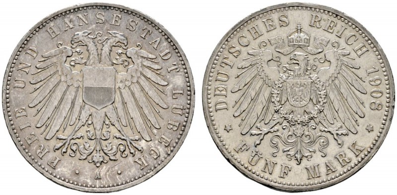 Deutsche Münzen und Medaillen ab 1871 
 Silbermünzen des Kaiserreiches 
 Lübec...