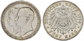 Deutsche Münzen und Medaillen ab 1871 
 Silbermünzen des Kaiserreiches 
 Mecklenburg-Schwerin 
 Friedrich Franz IV. 1897-1918. 5 Mark 1904 A. Hochz...
