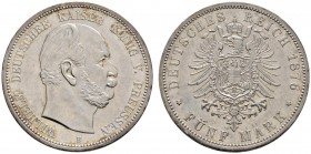 Deutsche Münzen und Medaillen ab 1871 
 Silbermünzen des Kaiserreiches 
 Preußen 
 Wilhelm I. 1861-1888. 5 Mark 1876 B. J. 97.
 kleine Kratzer auf...