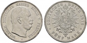 Deutsche Münzen und Medaillen ab 1871 
 Silbermünzen des Kaiserreiches 
 Preußen 
 Wilhelm I. 1861-1888. 5 Mark 1876 C. J. 97.
 sehr schön-vorzügl...