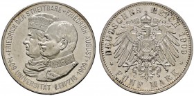 Deutsche Münzen und Medaillen ab 1871 
 Silbermünzen des Kaiserreiches 
 Sachsen 
 Friedrich August III. 1904-1918. 5 Mark 1909. Uni Leipzig. J. 13...