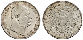 Deutsche Münzen und Medaillen ab 1871 
 Silbermünzen des Kaiserreiches 
 Sachsen-Altenburg 
 Ernst 1853-1908. 2 Mark 1901 A. 75. Geburtstag. J. 142...