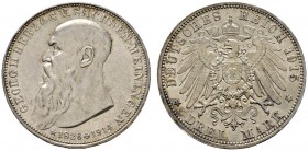 Deutsche Münzen und Medaillen ab 1871 
 Silbermünzen des Kaiserreiches 
 Sachsen-Meiningen 
 Georg II. 1866-1915. 3 Mark 1915. Auf seinen Tod. J. 1...