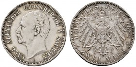 Deutsche Münzen und Medaillen ab 1871 
 Silbermünzen des Kaiserreiches 
 Sachsen-Weimar-Eisenach 
 Carl Alexander 1853-1901. 2 Mark 1892 A. Goldene...