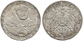 Deutsche Münzen und Medaillen ab 1871 
 Silbermünzen des Kaiserreiches 
 Sachsen-Weimar-Eisenach 
 Wilhelm Ernst 1901-1918. 5 Mark 1908. Uni Jena. ...